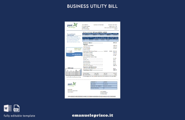 stile verificato Modello di fattura aziendale Just Energy